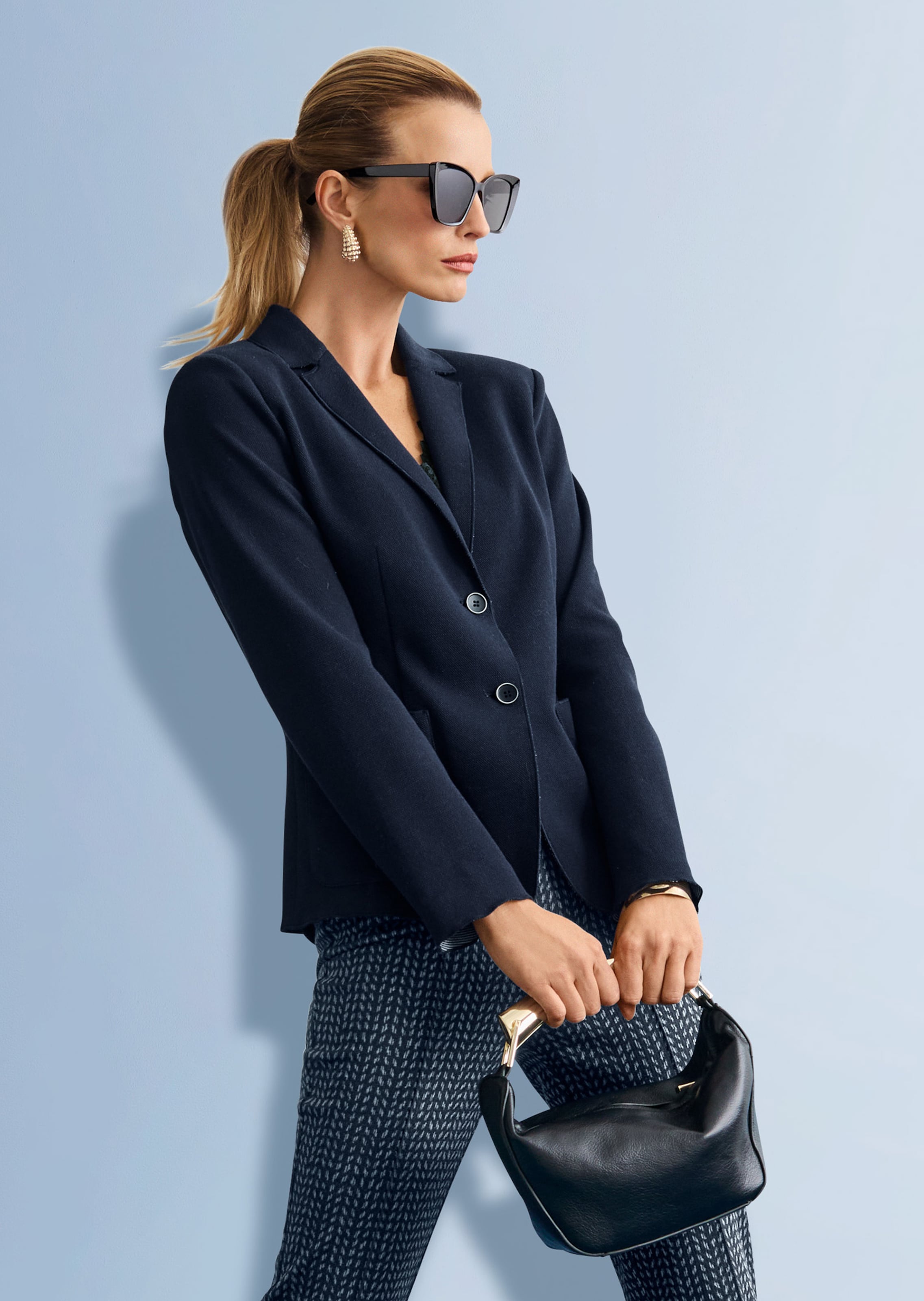 Jersey-Blazer in edler Kontrastverarbeitung