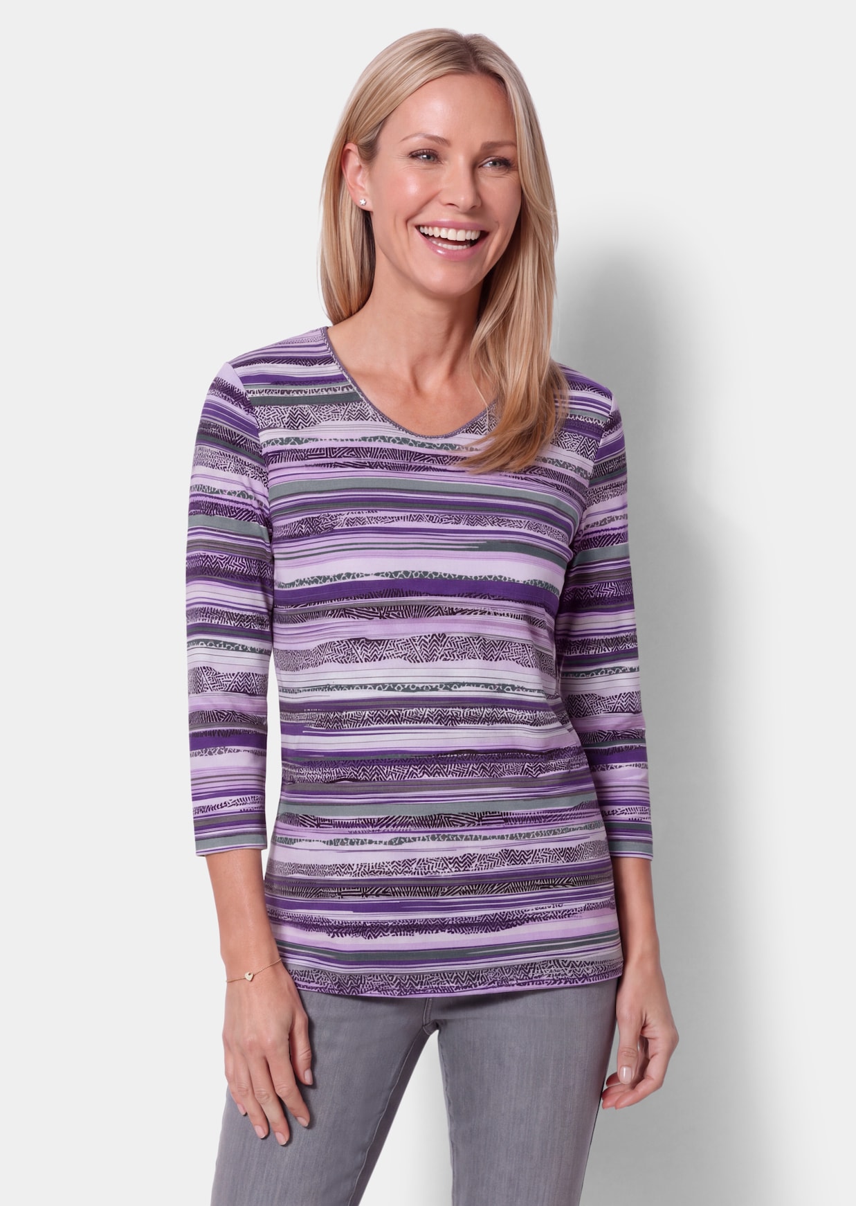 T-shirt rayé en doux mélange de coton