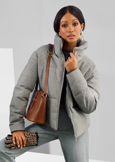 Winterwarm wattierte Steppjacke in edler Melange thumbnail 1