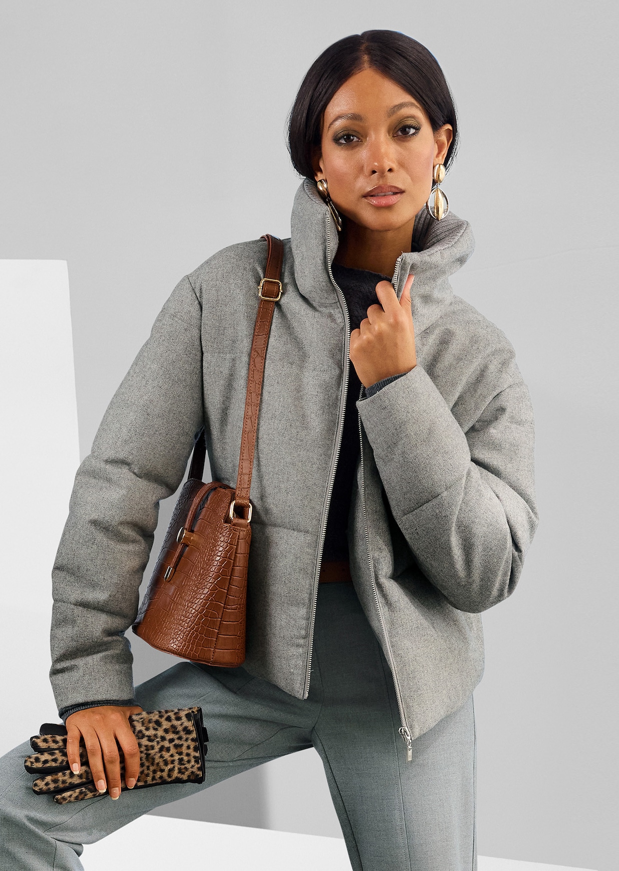Winterwarm wattierte Steppjacke in edler Melange