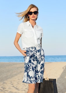 Leinen-Bermuda mit floralem Print thumbnail 1