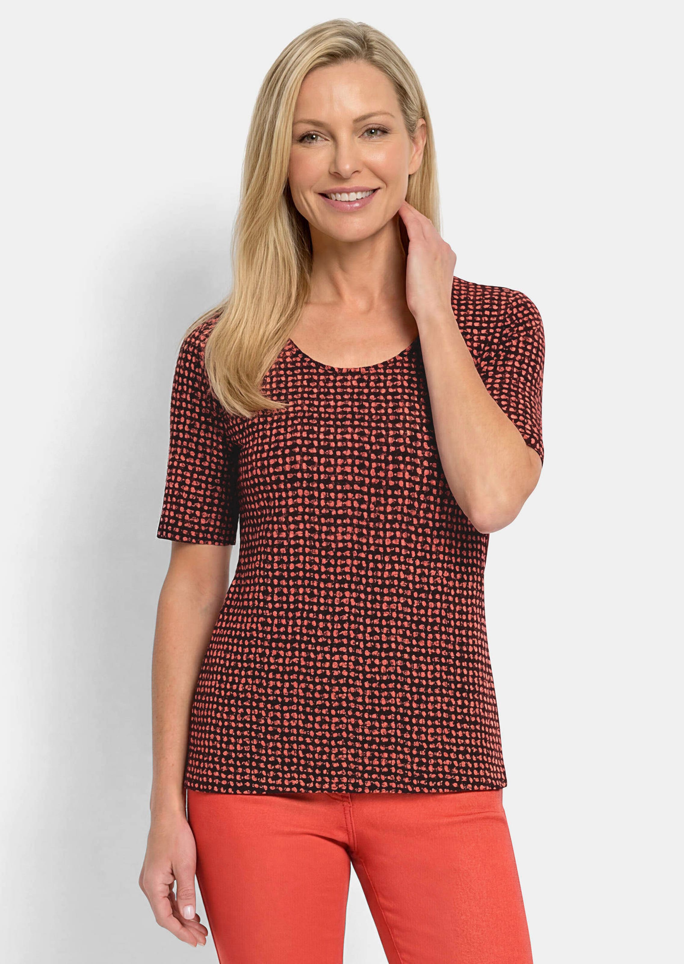Shirt van viscose met geometrische minimal print