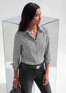 Blouse with stripes and rhinestones thumbnail 1