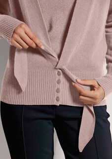 Kaschmir-Strickjacke mit tiefem V-Ausschnitt und Bindeband thumbnail 6