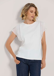 Round-neck top with lace thumbnail 2