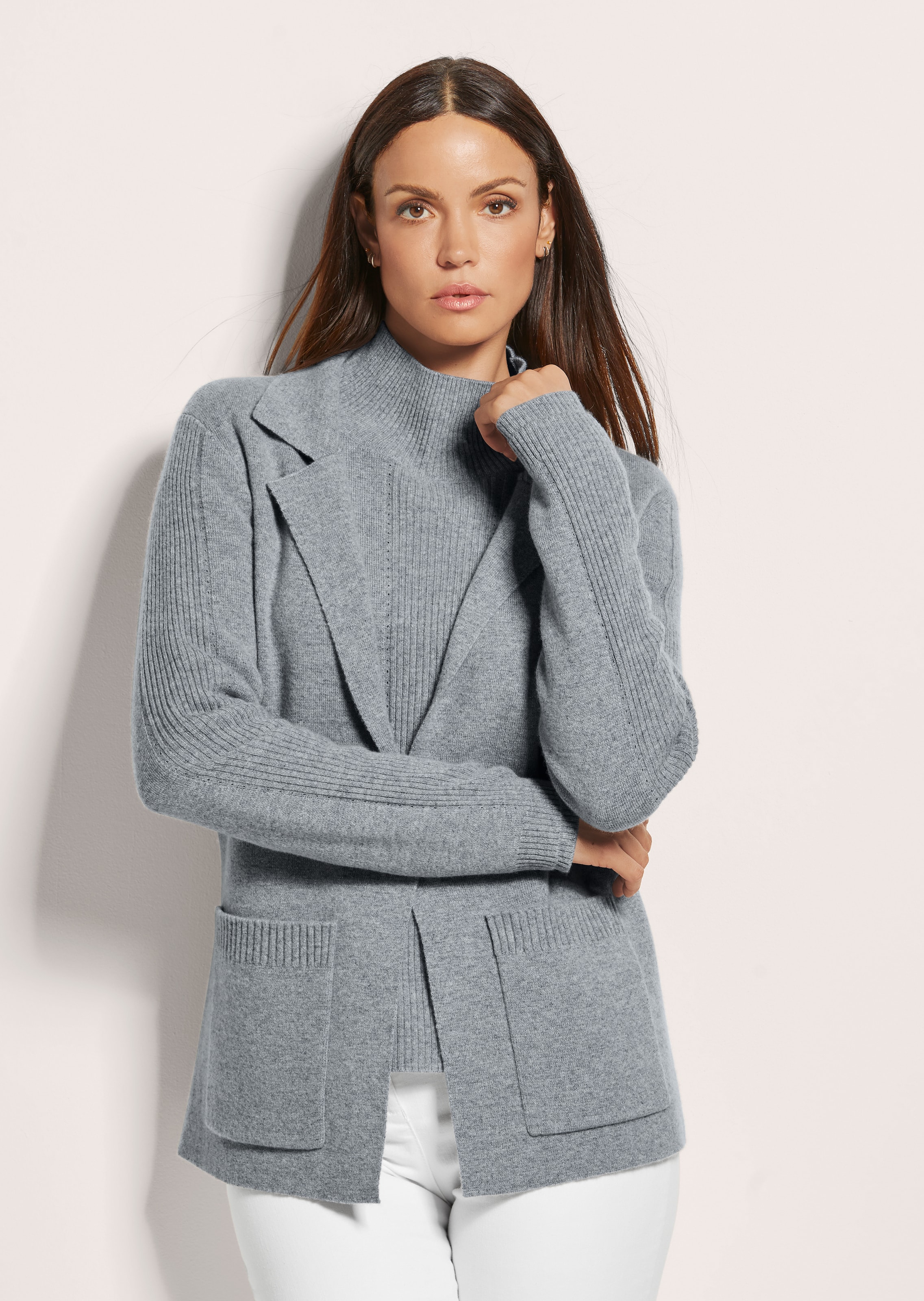 Gebreide blazer met kasjmier