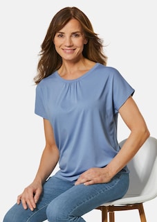 Comfortabel shirt met ronde hals van glanzend materiaal thumbnail 4