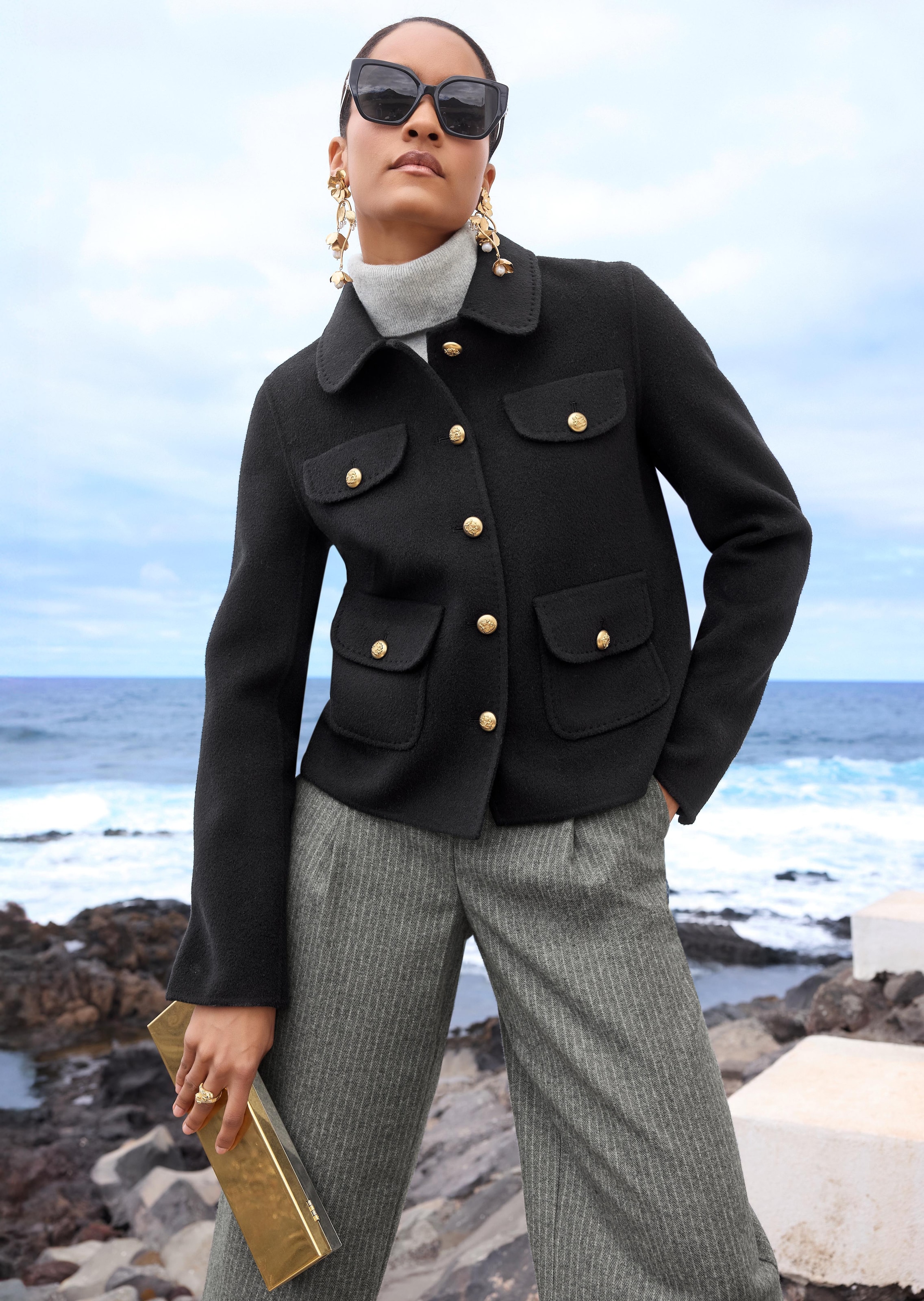 Double-faced jacket with a fashionable utility design