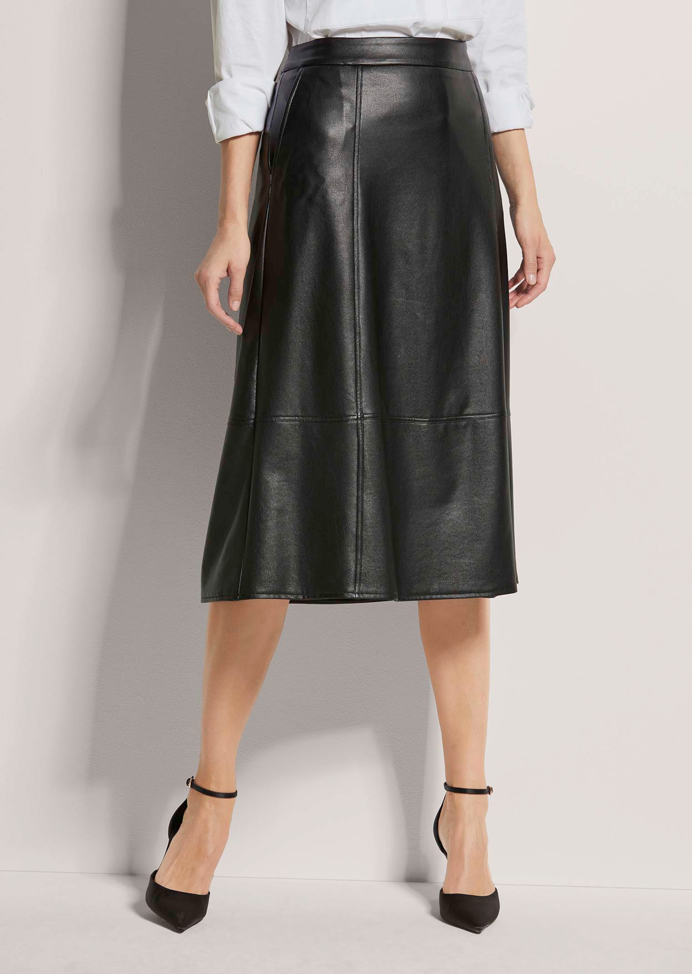 Leather look midi A-Line skirt thumbnail 2