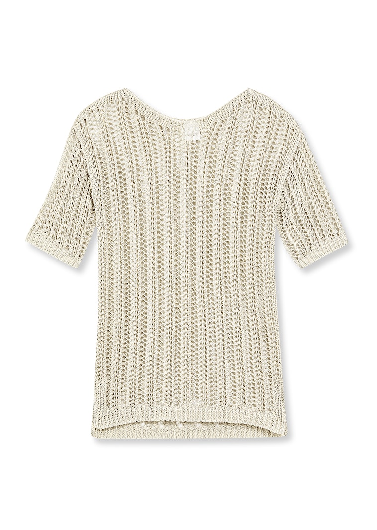 Ajour jumper made from fine Italian ribbon yarn