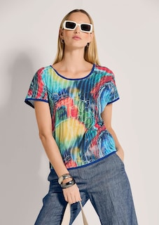 Rundhals-Shirt mit leuchtendem Pailletten-Print thumbnail 5
