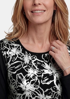 Blusenshirt mit Blumenmuster und Folienprint thumbnail 5