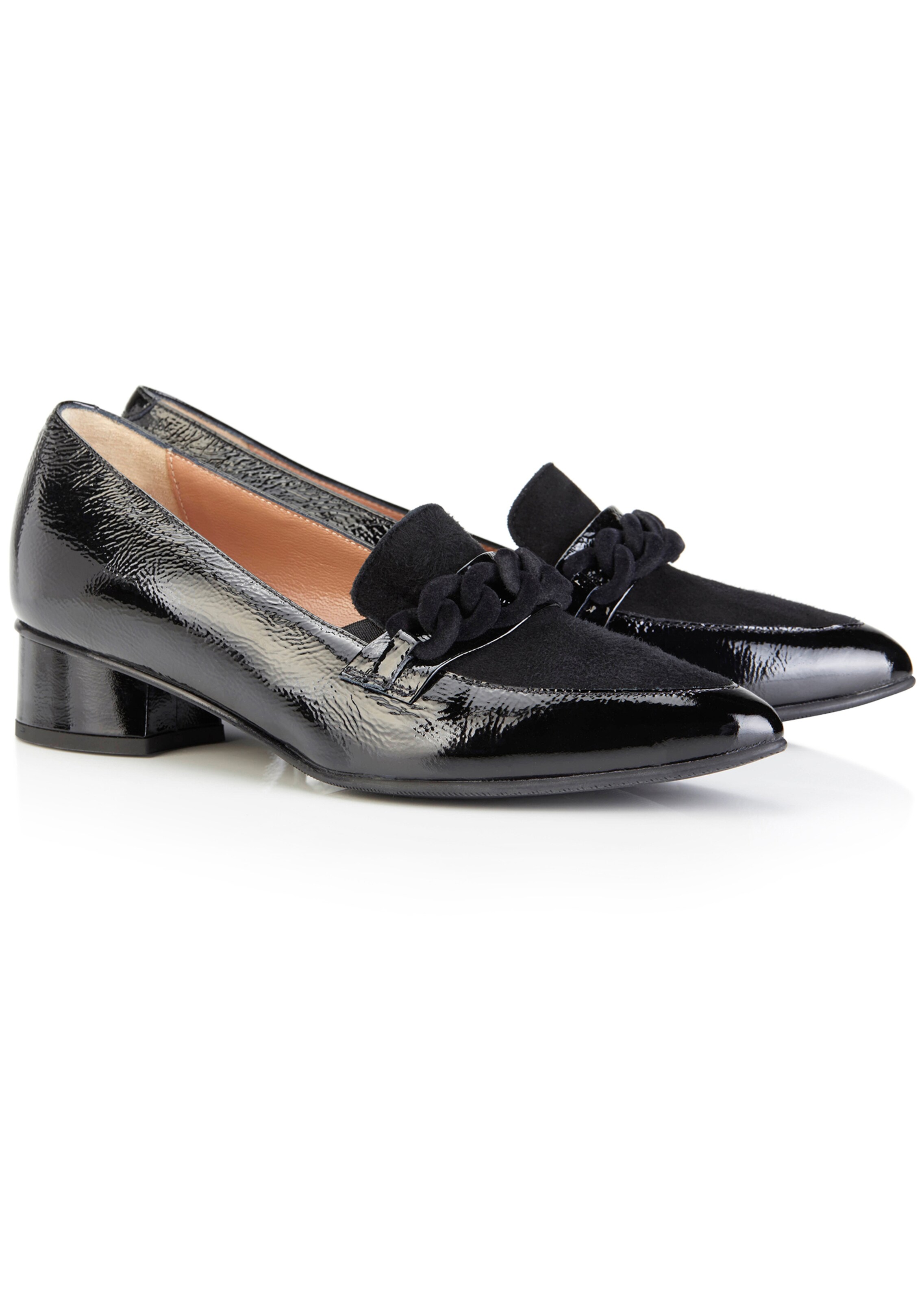 Pumps aus Velours- und Glattleder