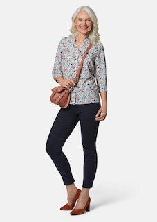 Florale Druckbluse mit Ärmeln zum Krempeln thumbnail 2