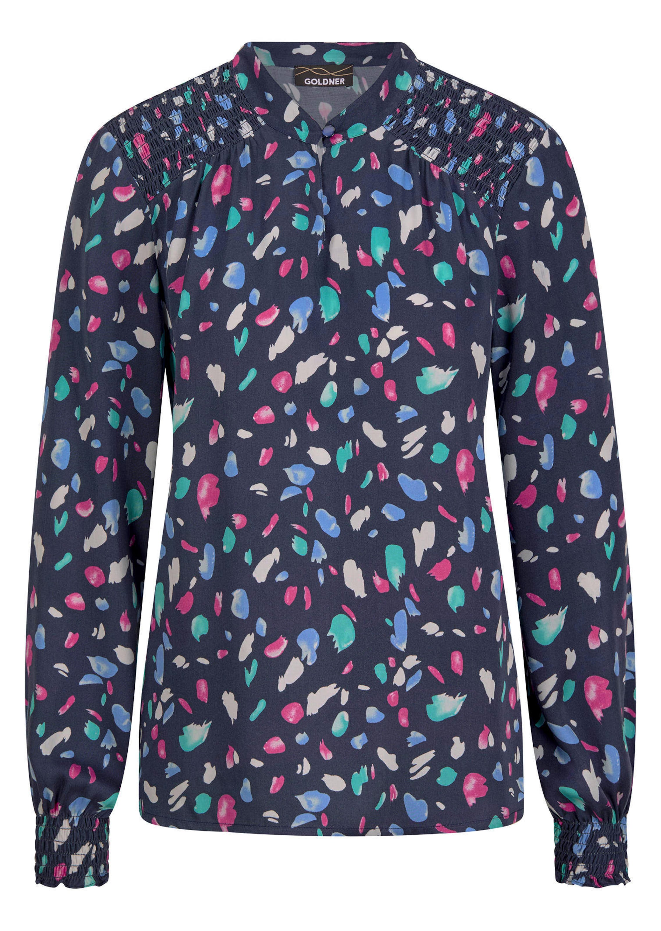 Satin-Bluse mit Smok-Details