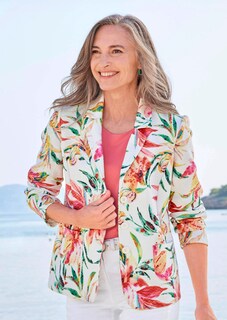 Gebloemde blazer van wafeljersey thumbnail 7