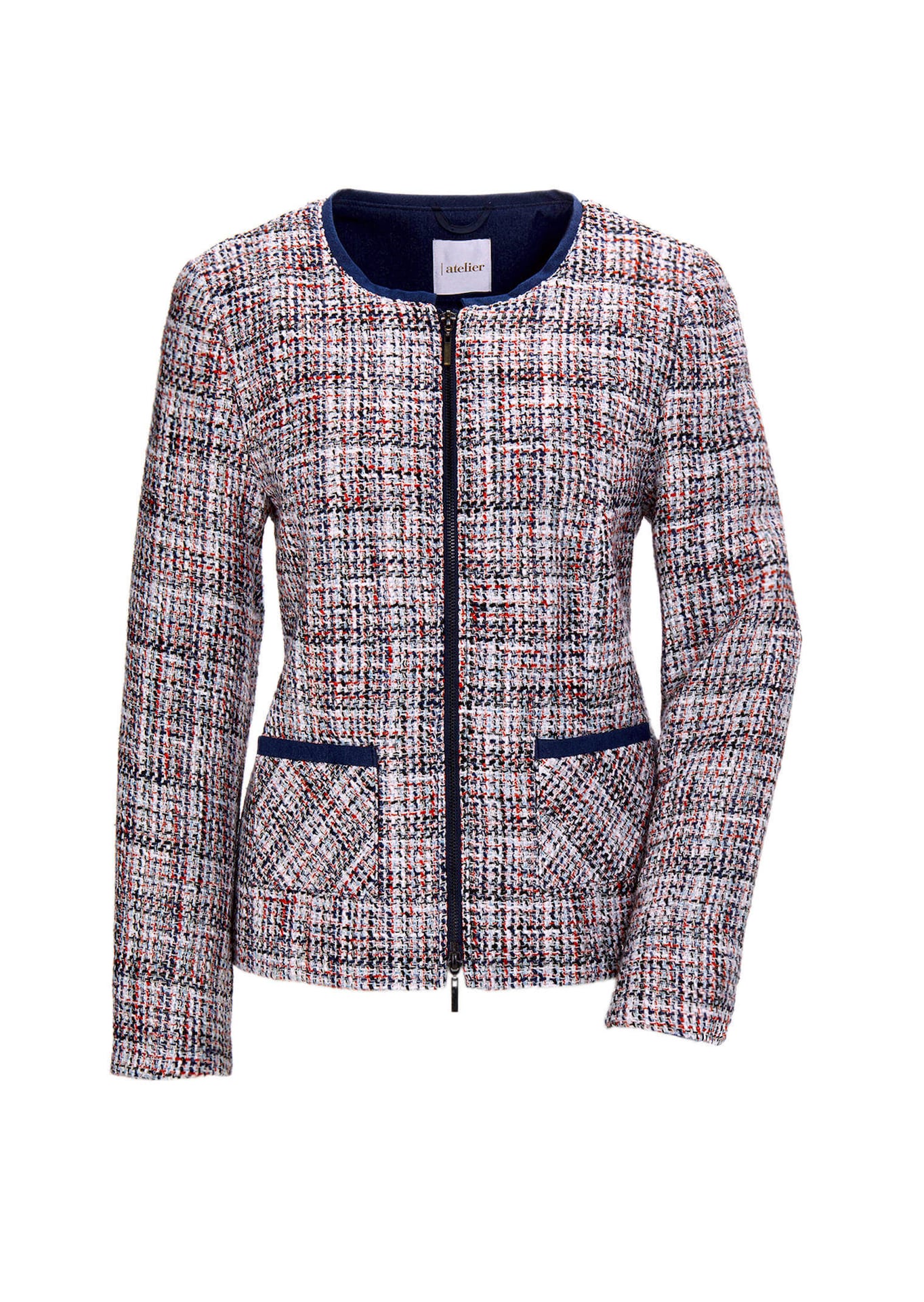 Edler Bouclé-Blazer mit Jeanspaspel