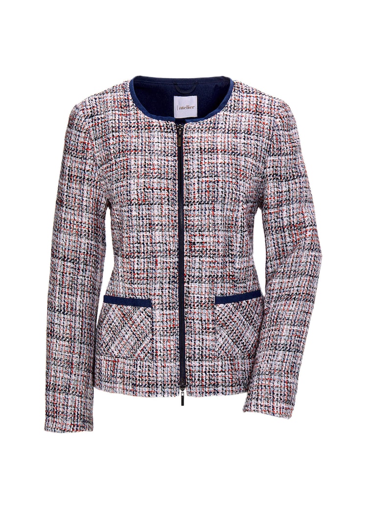 Edler Bouclé-Blazer mit Jeanspaspel
