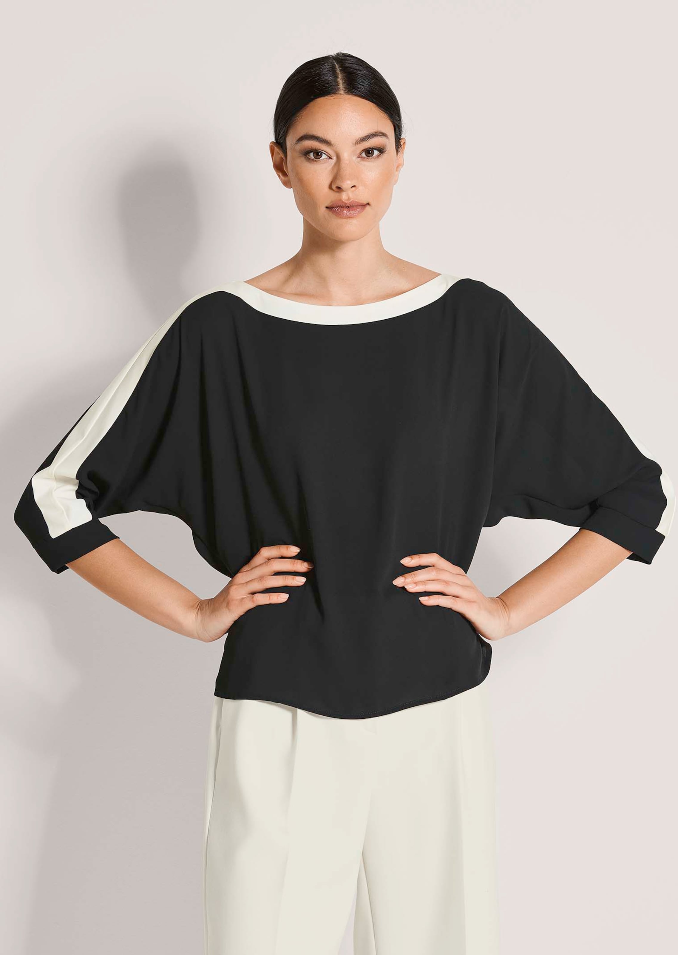 Bluse mit Colourblocking und 3/4-Ärmeln