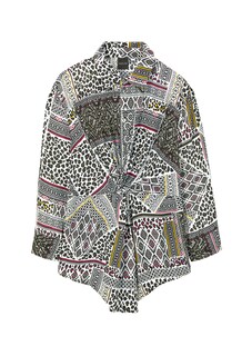 Bedruckte Bluse mit Knoten-Effekt und 3/4-Ärmeln thumbnail 7