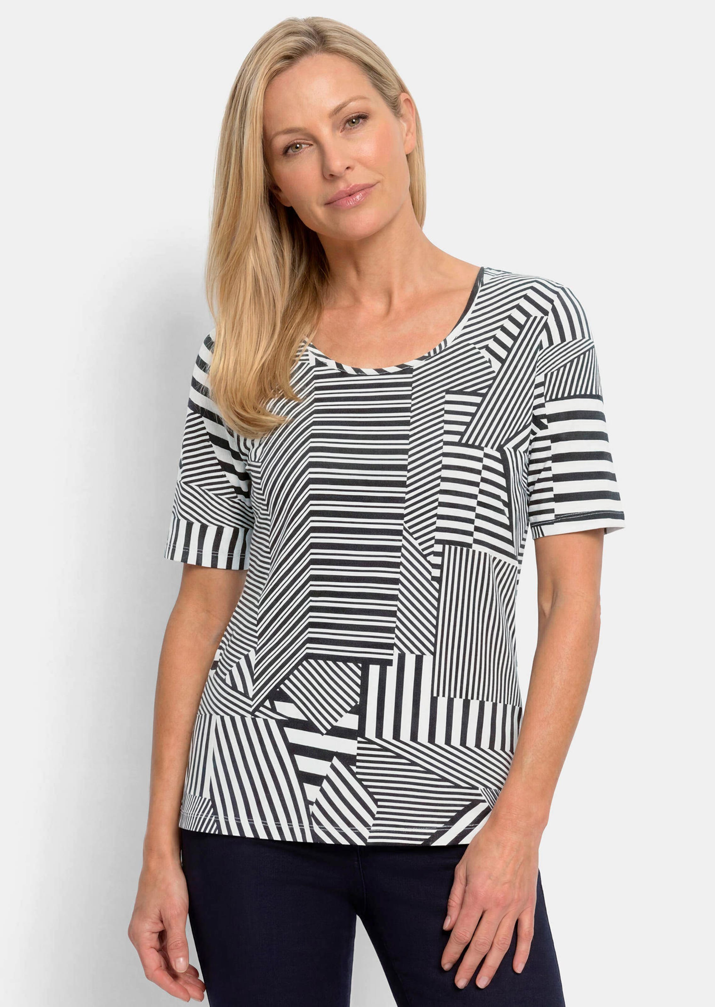 Viscose shirt met abstracte streepjesprint