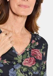 Florales Jersey-Shirt mit Raffungen thumbnail 5