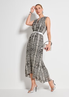 Ärmelloses Chiffonkleid mit Snake-Print thumbnail 1