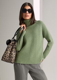 Shimmering roll-neck jumper with raglan sleeves thumbnail 1