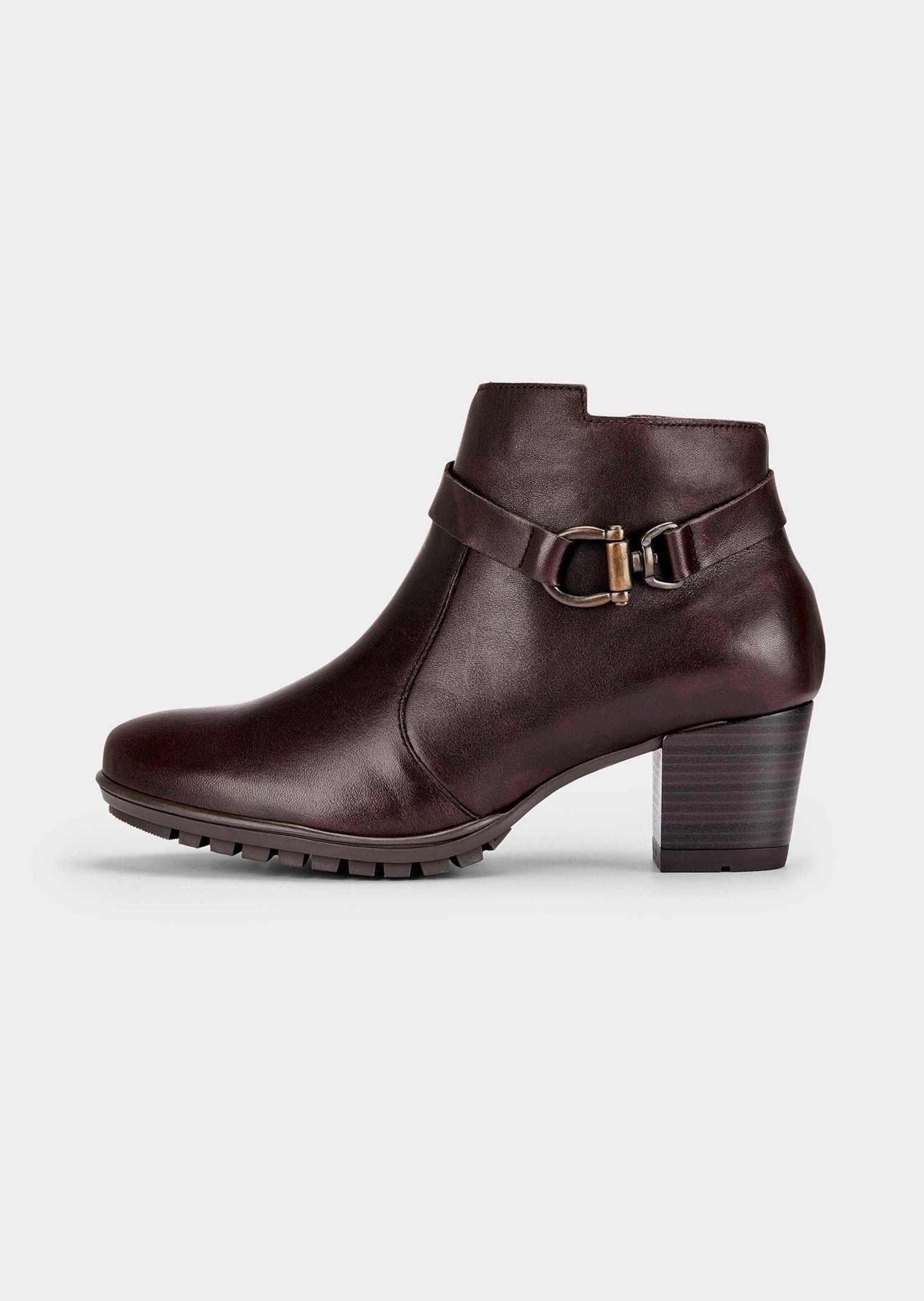 Bottines en cuir lisse avec élément décoratif