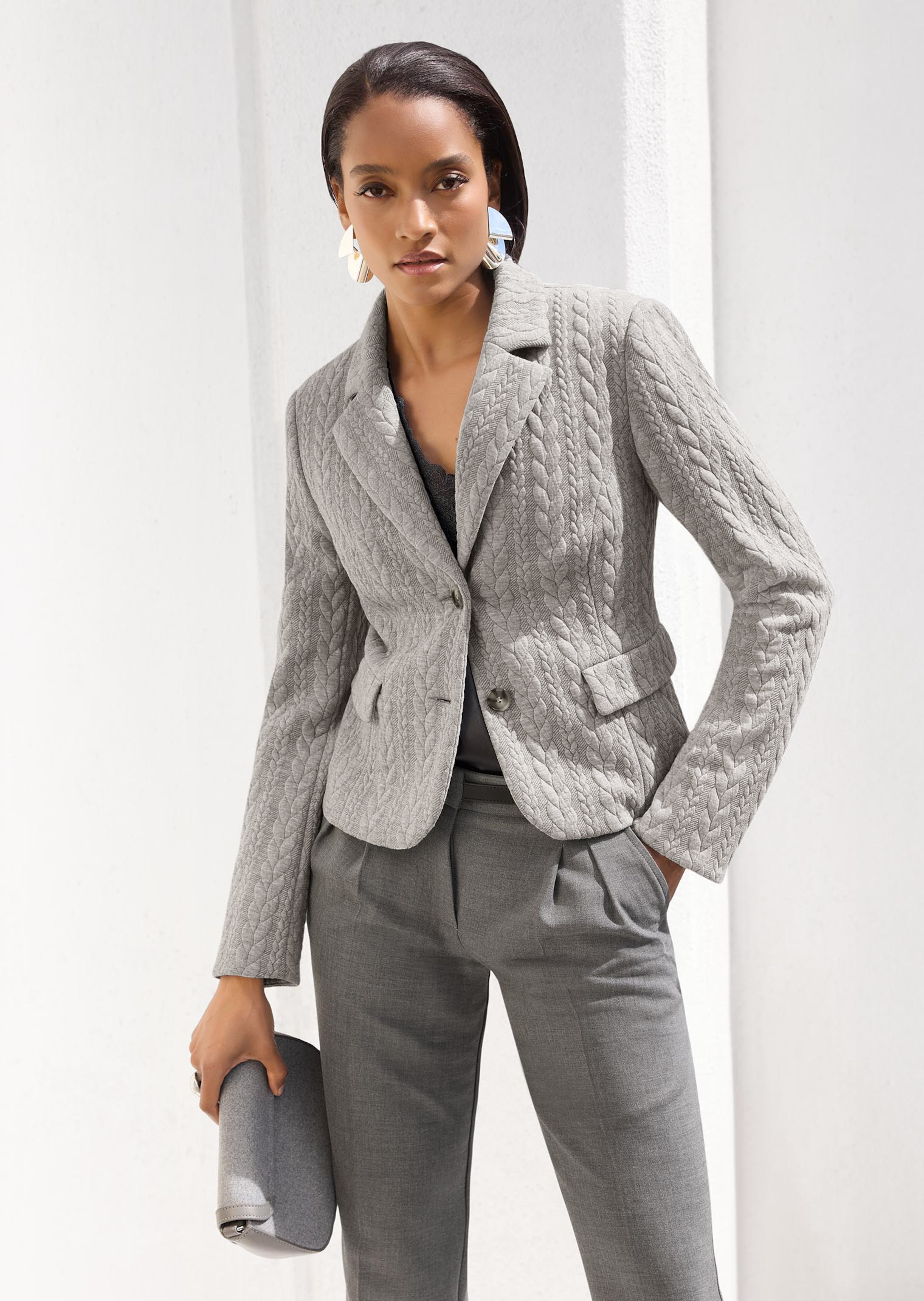 Jersey-Blazer mit Zopfstruktur