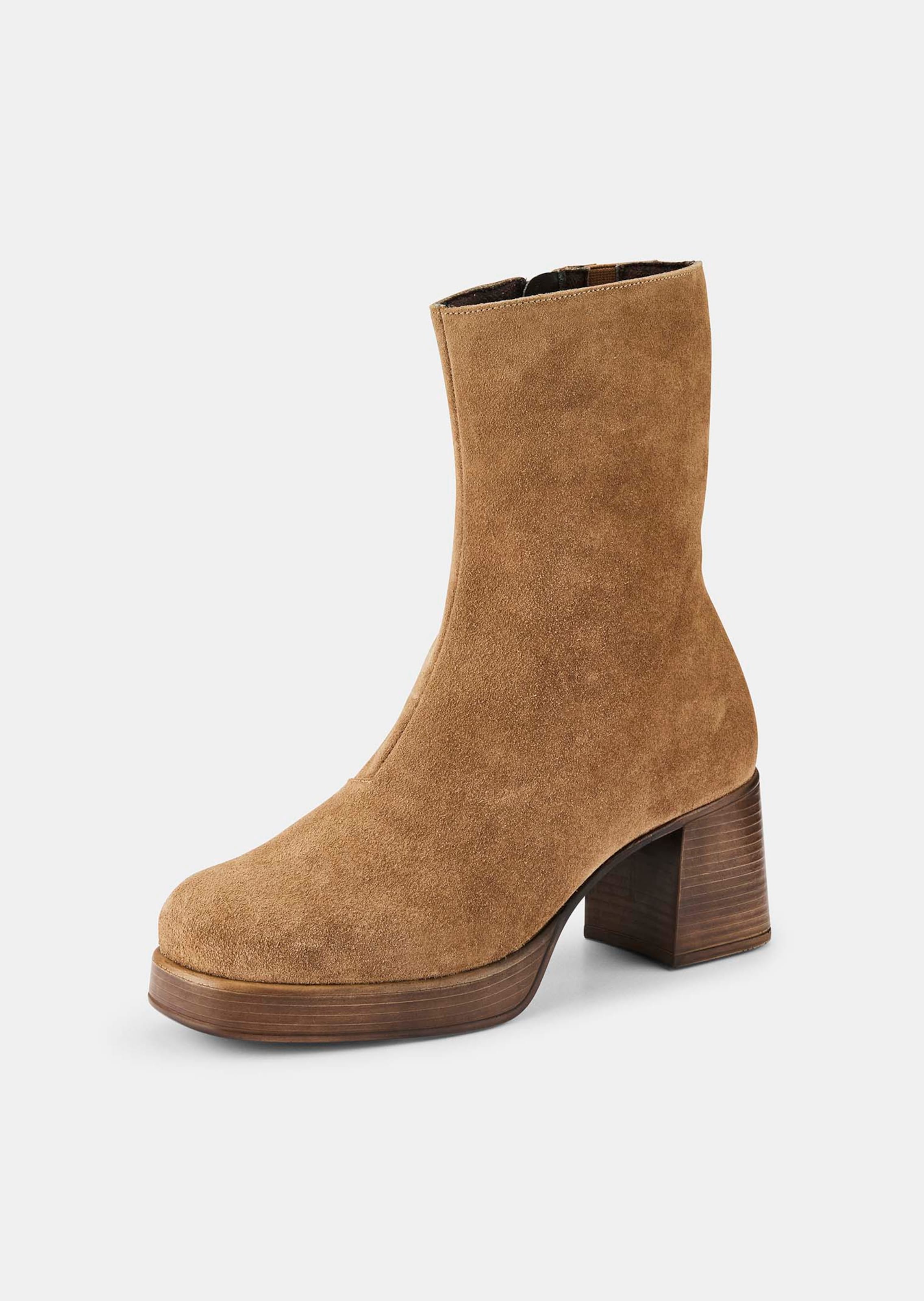 Stiefeletten aus Leder mit Blockabsatz