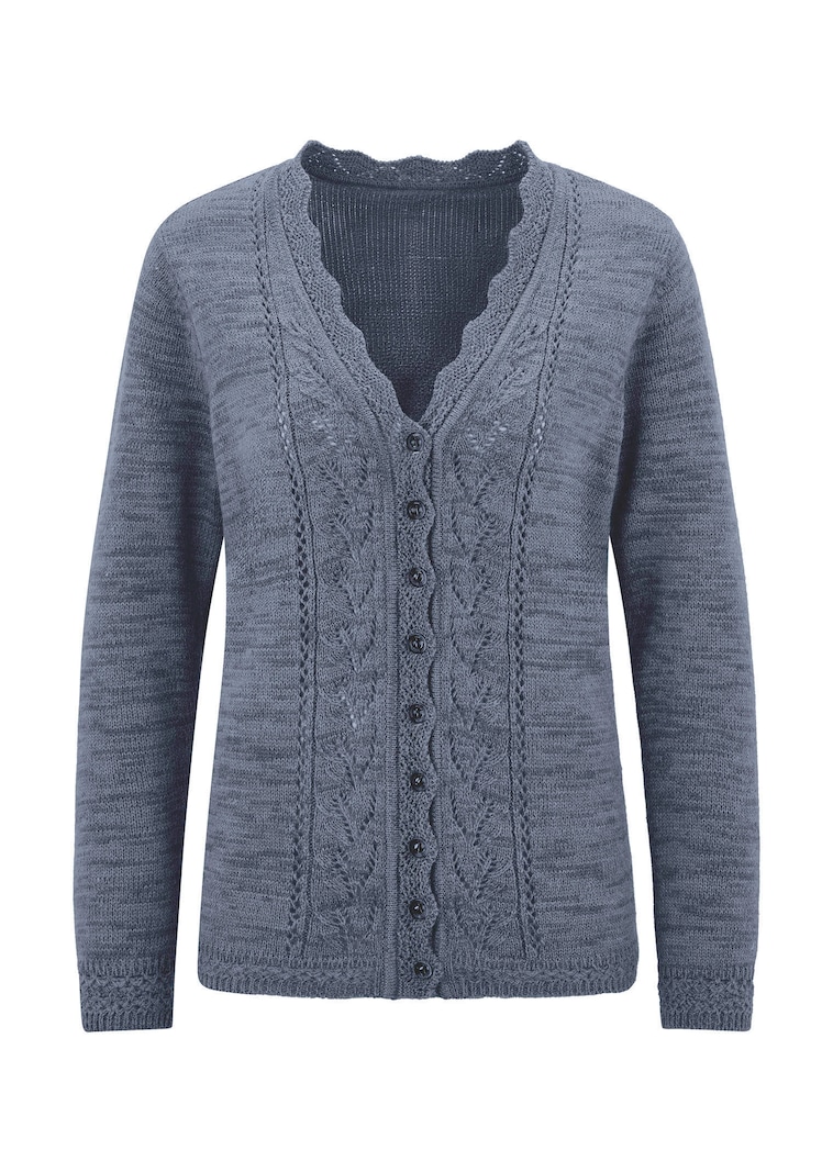 Strickjacke mit filigranen Ajourdetails