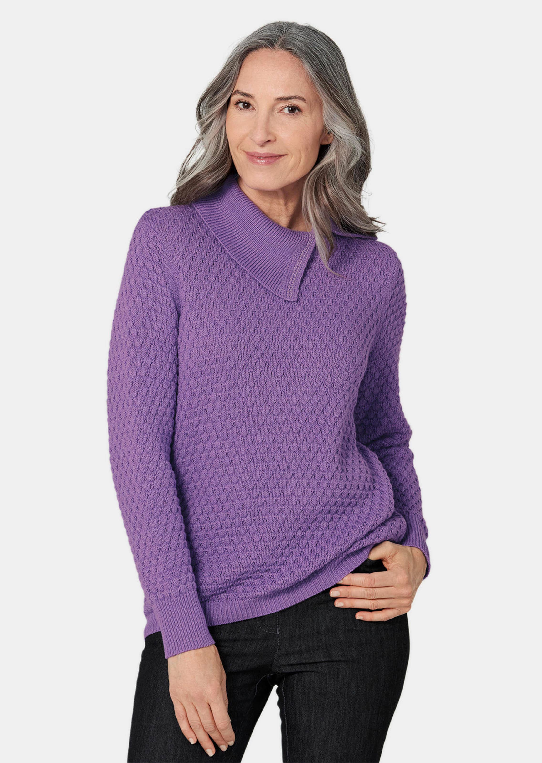 Tricot pullover met sierlijke kraag