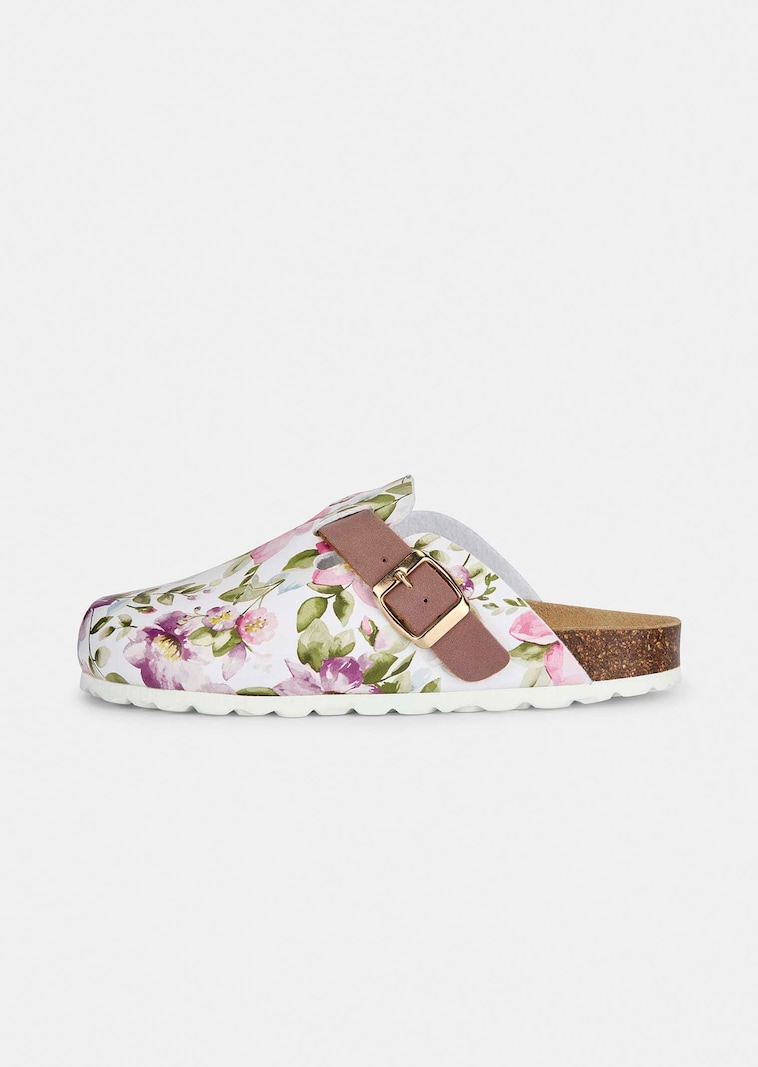 Sabots en cuir à motif floral