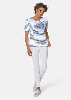 Bequemes Druckshirt in Blumen-Ringeloptik thumbnail 2