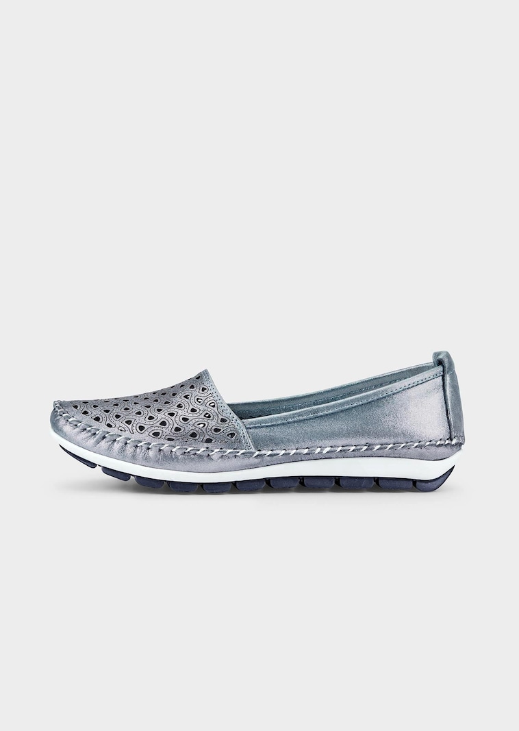 Leder-Slipper mit Wechselfussbett