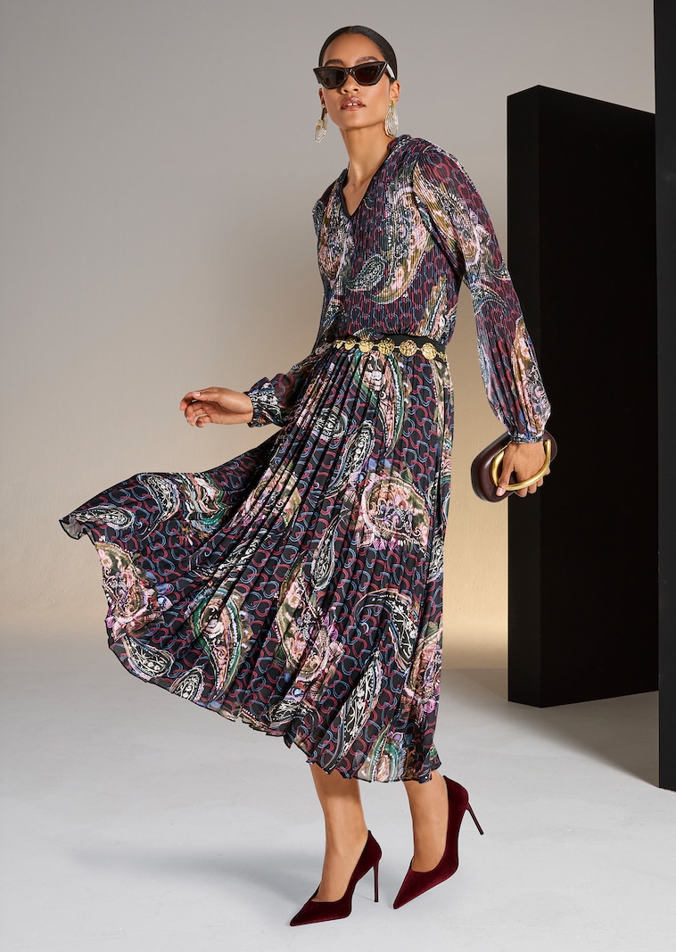 Plisseerock mit Paisley-Muster