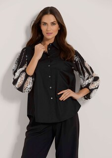 Lange Hemdbluse mit Lochstickerei thumbnail 2