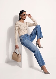 Langarmshirt mit Strass und Hahnentrittmuster thumbnail 5