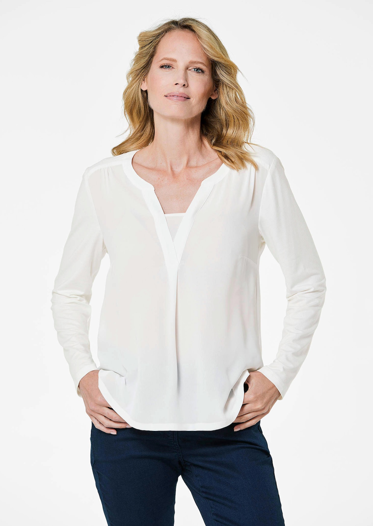 Élégante blouse en jersey et mousseline