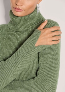 Schimmernder Rollkragen-Pullover mit Raglanärmeln thumbnail 6