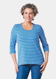 Ringelshirt mit hochwertigen, garngefärbten Ringeln – auch nach häufigem Waschen bleibt die Farbe lange schön. In formstabiler Baumwoll-Elasthan-Qualität. Länge ca. 66 cm in Gr. 46, ca. 62 cm in Gr. 23. thumbnail 1