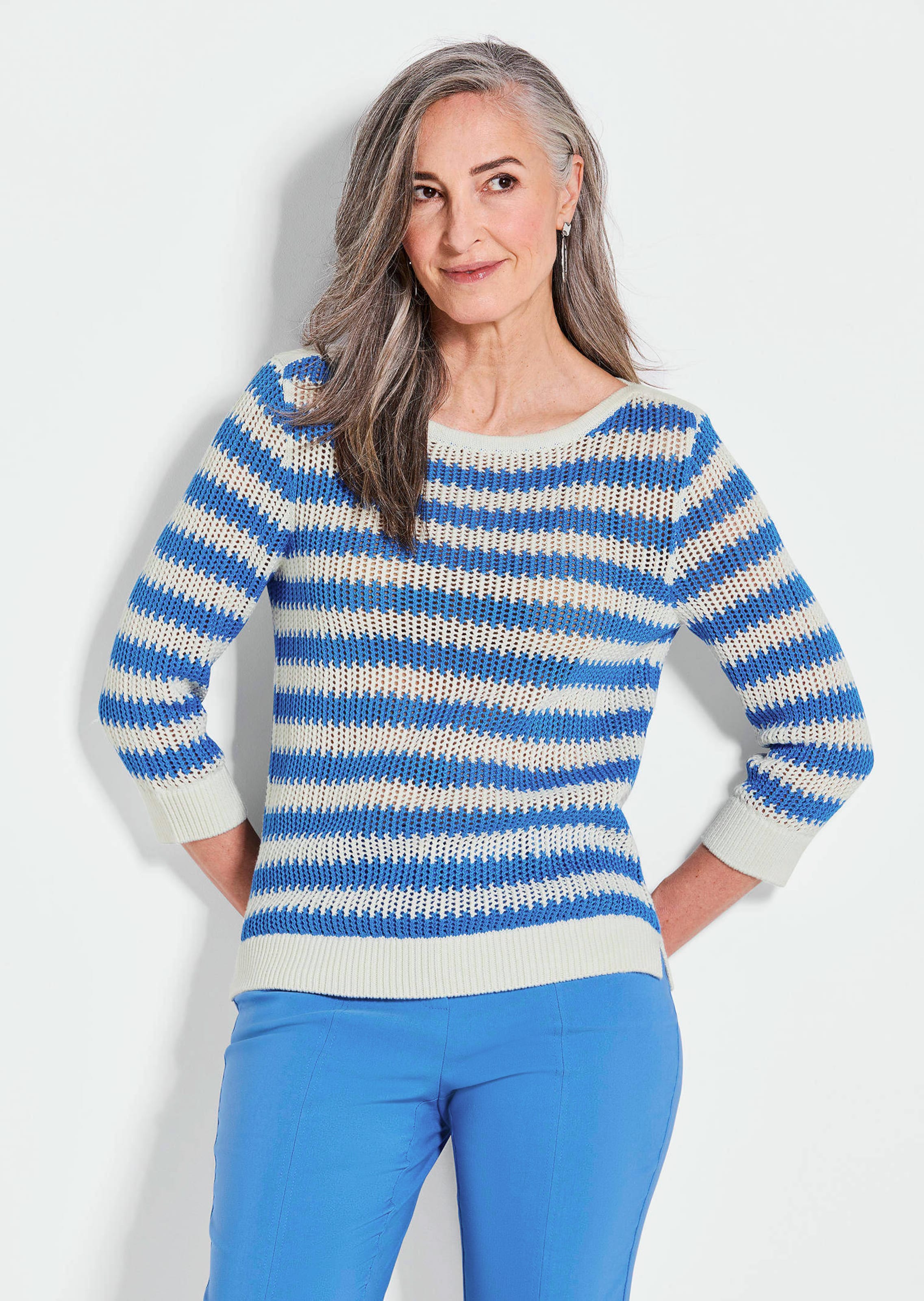 Tricot pullover met blokstrepen