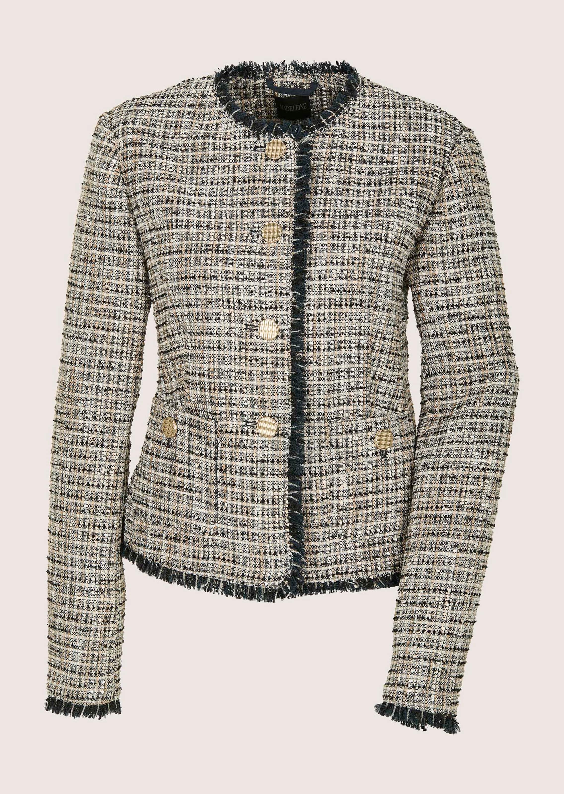 Tweedblazer mit Fransendetails und Glanzgarn