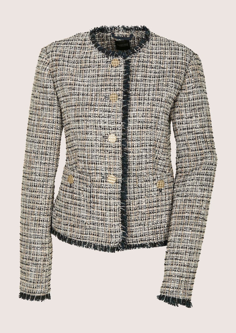 Tweedblazer mit Fransendetails und Glanzgarn