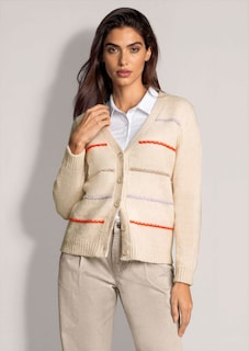 Grobstrick-Cardigan mit farbenfrohen Streifen thumbnail 2
