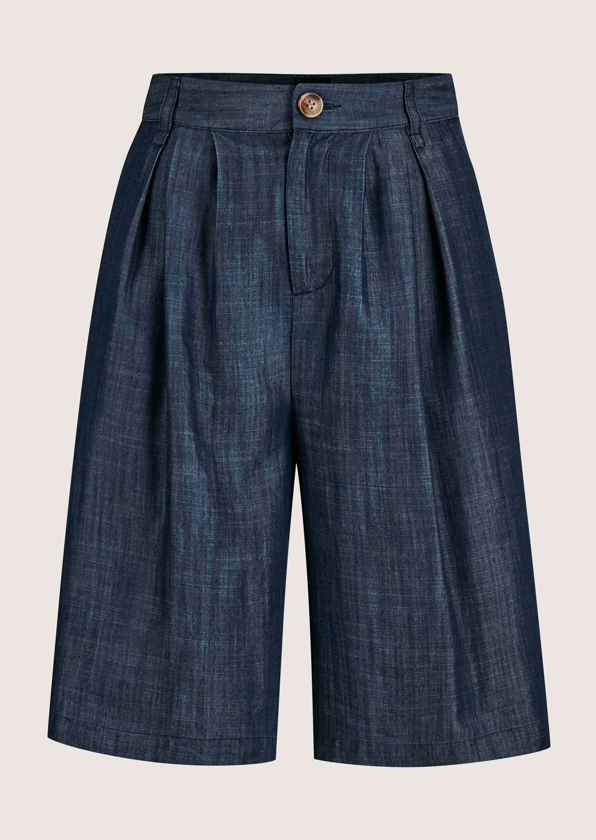 Denim-Shorts mit Bundfalten