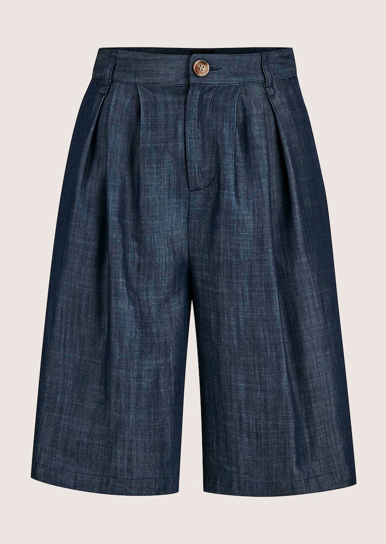 Denim-Shorts mit Bundfalten