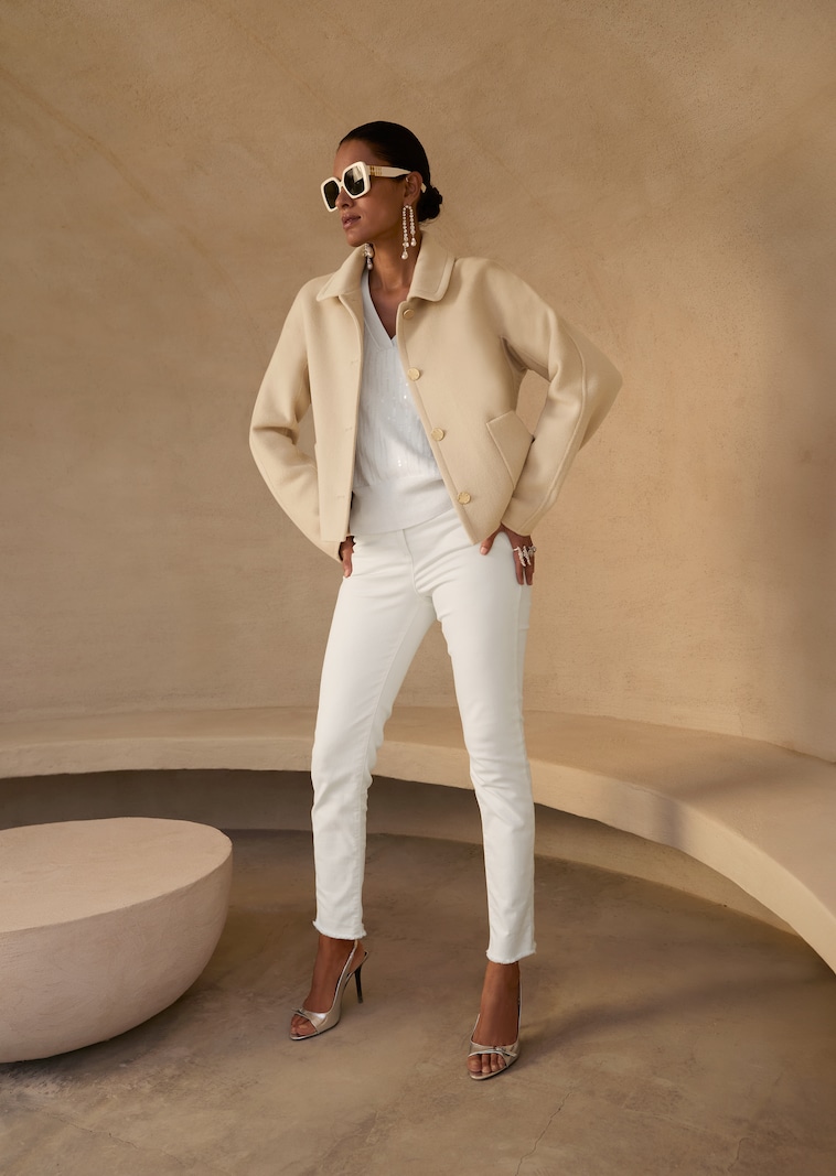 Veste en laine double face avec boutons dorés