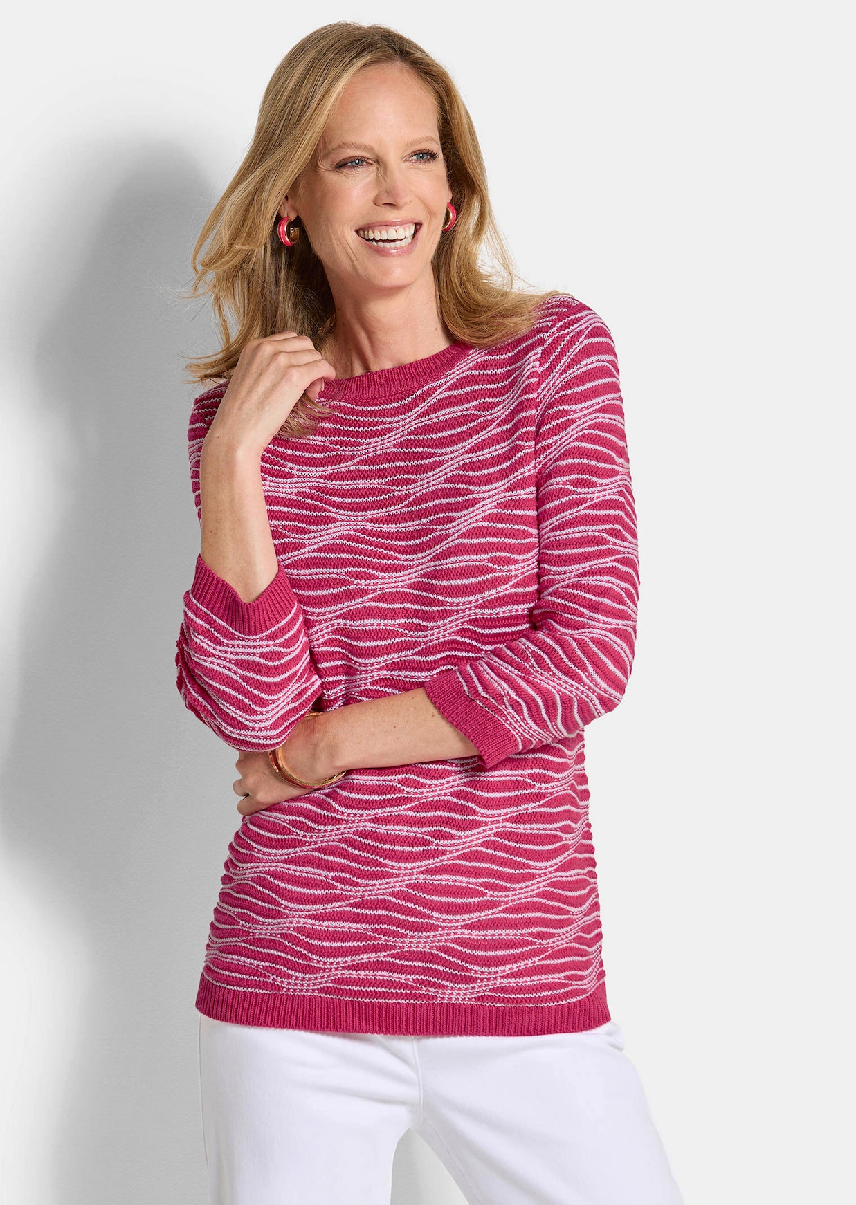 Tricot pullover met golfpatroon